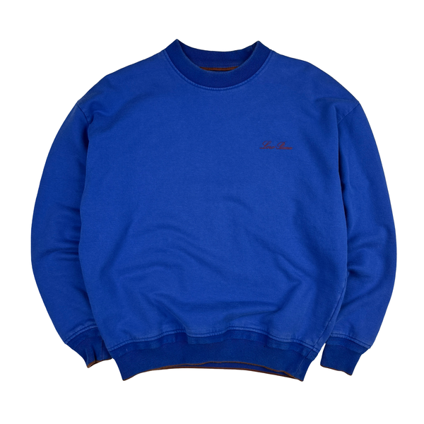 Loro Piana Italy Blue Cotton Pullover Jumper - Small