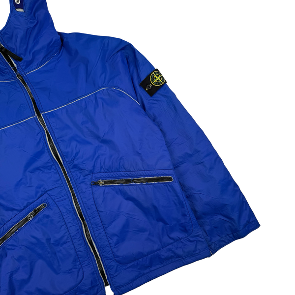 Stone Island 2003 Vintage Blue Felt Lined Nylon Shell Jacket - Large