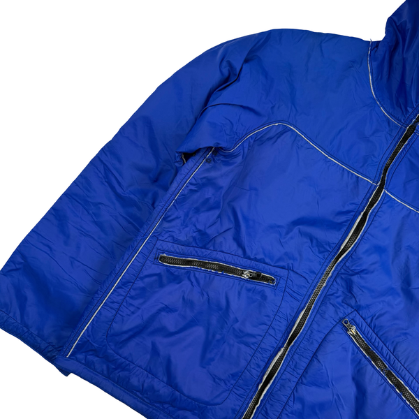Stone Island 2003 Vintage Blue Felt Lined Nylon Shell Jacket - Large