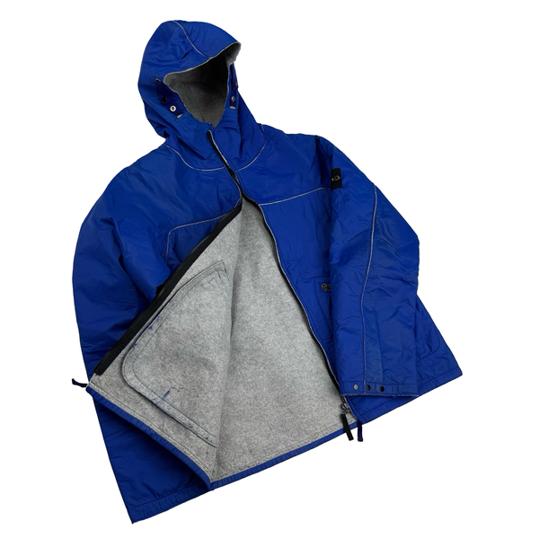 Stone Island 2003 Vintage Blue Felt Lined Nylon Shell Jacket - Large