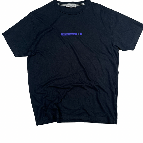 Stone Island 2015 Spellout Black Cotton Short Sleeve T Shirt - XL