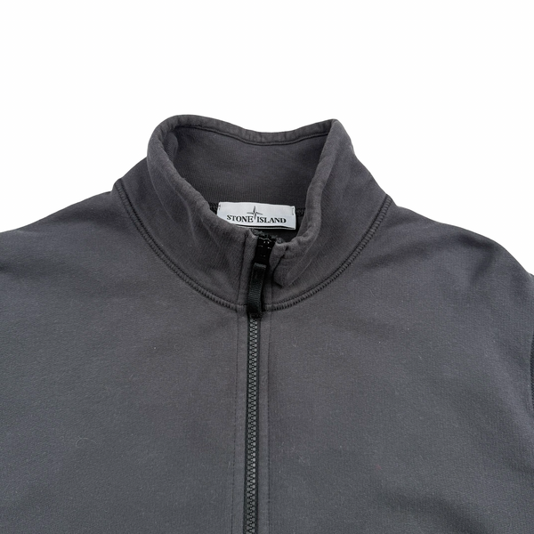 Stone Island Charcoal Zipped Cotton Sweater - Large