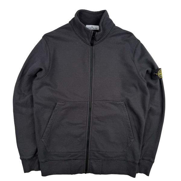 Stone Island Charcoal Zipped Cotton Sweater - Large