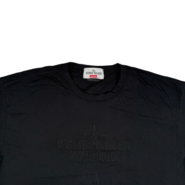 Stone Island x Supreme 2020 Black  Cotton Spellout T Shirt - Large