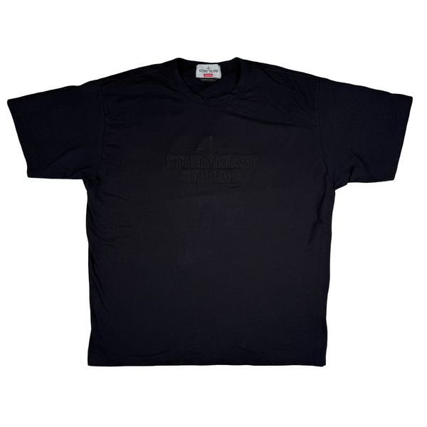 Stone Island x Supreme 2020 Black  Cotton Spellout T Shirt - Large