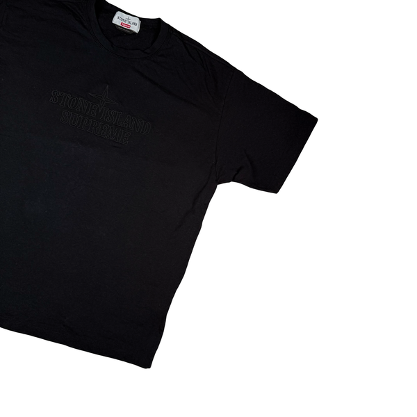 Stone Island x Supreme 2020 Black  Cotton Spellout T Shirt - Large