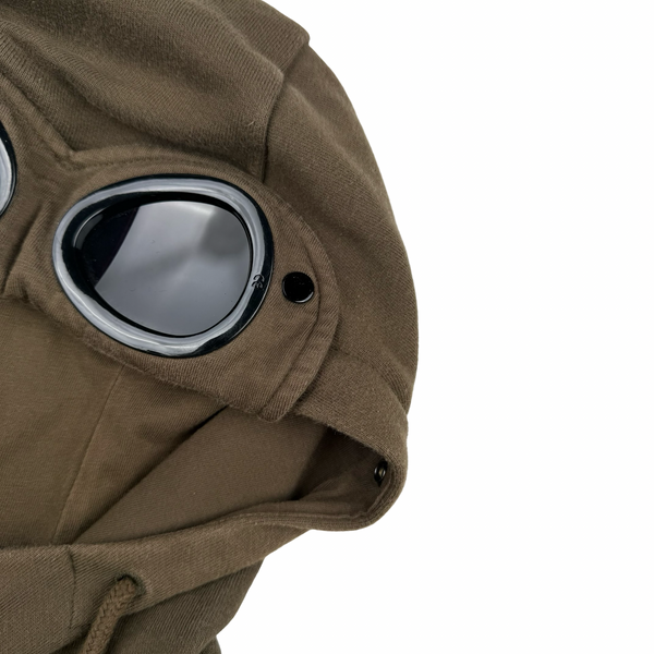 CP Company Brown Cotton Full Zip Goggle Hoodie - Medium