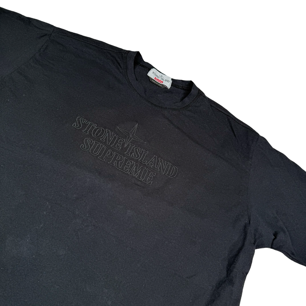 Stone Island x Supreme 2020 Black  Cotton Spellout T Shirt - Large