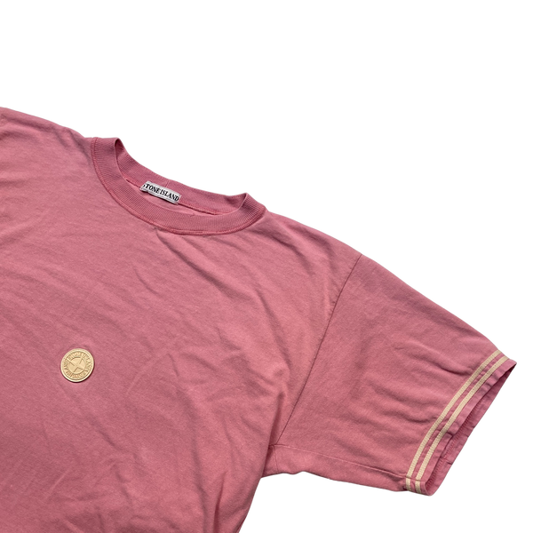 Stone Island Vintage Pink Chest Logo T Shirt - Medium
