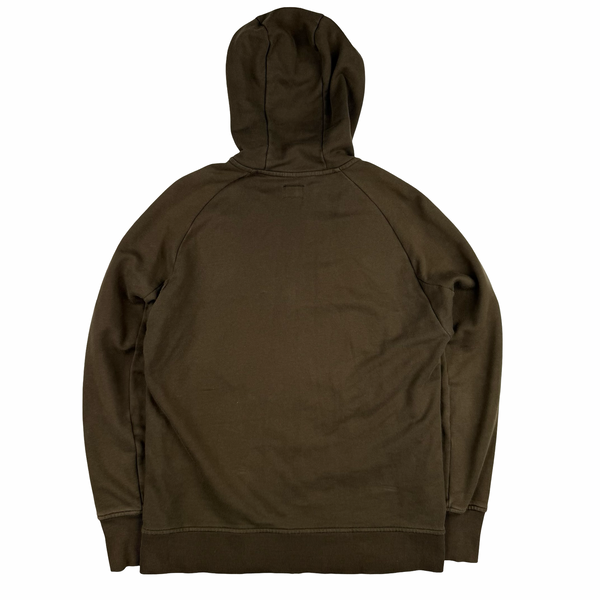 CP Company Brown Cotton Full Zip Goggle Hoodie - Medium
