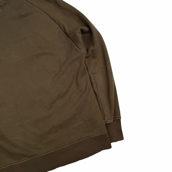 CP Company Brown Cotton Full Zip Goggle Hoodie - Medium
