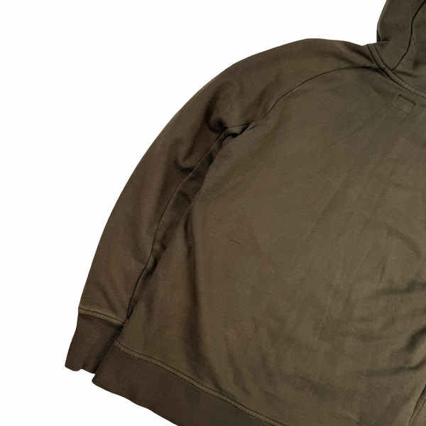 CP Company Brown Cotton Full Zip Goggle Hoodie - Medium