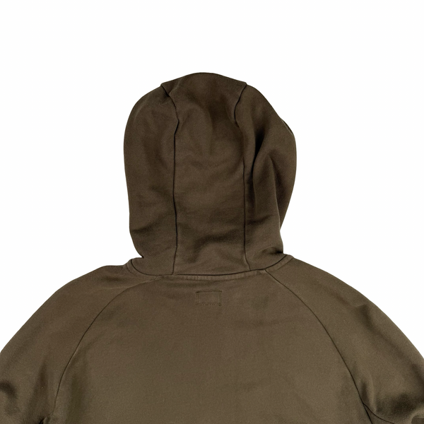 CP Company Brown Cotton Full Zip Goggle Hoodie - Medium