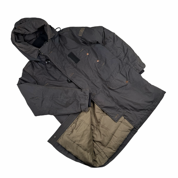 Stone Island 2006 Denims Brown Multi Pocket Cotton Blend Down Filled Hooded Jacket  - Medium