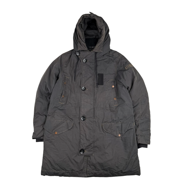 Stone Island 2006 Denims Brown Multi Pocket Cotton Blend Down Filled Hooded Jacket  - Medium