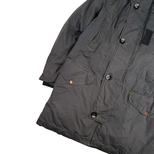 Stone Island 2006 Denims Brown Multi Pocket Cotton Blend Down Filled Hooded Jacket  - Medium