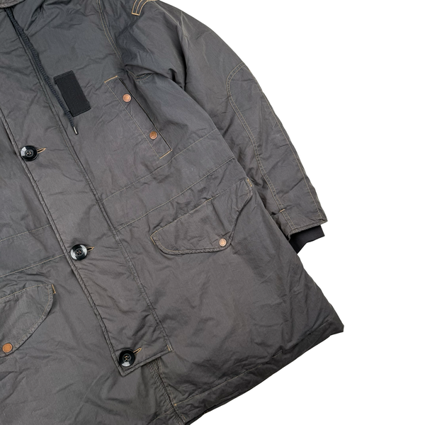 Stone Island 2006 Denims Brown Multi Pocket Cotton Blend Down Filled Hooded Jacket  - Medium