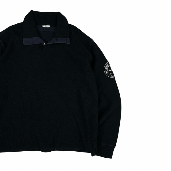 Stone Island 2001 Compass Vintage Collared Cotton Jumper - XL