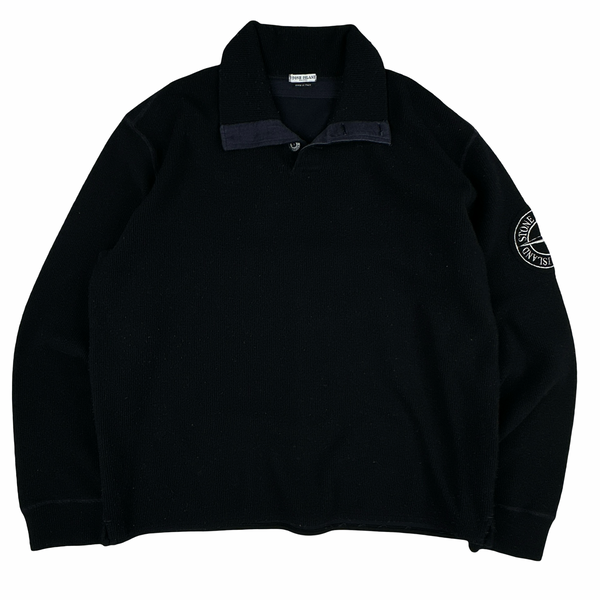 Stone Island 2001 Compass Vintage Collared Cotton Jumper - XL