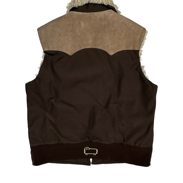 Woolrich Brown Wool Lined Zip up Gilet jacket - Large