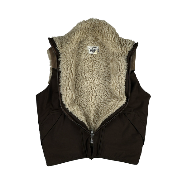 Woolrich Brown Wool Lined Zip up Gilet jacket - Large
