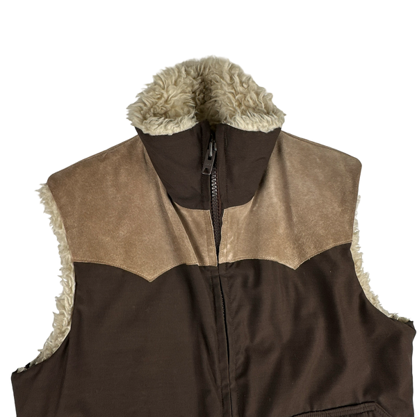 Woolrich Brown Wool Lined Zip up Gilet jacket - Large