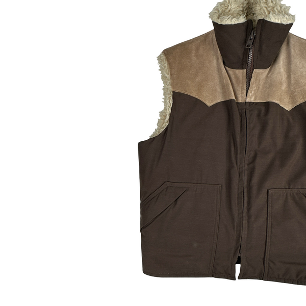 Woolrich Brown Wool Lined Zip up Gilet jacket - Large
