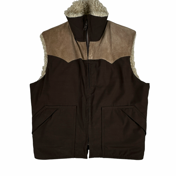 Woolrich Brown Wool Lined Zip up Gilet jacket - Large