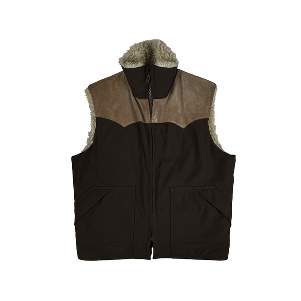 Woolrich Brown Wool Lined Zip up Gilet jacket - Large