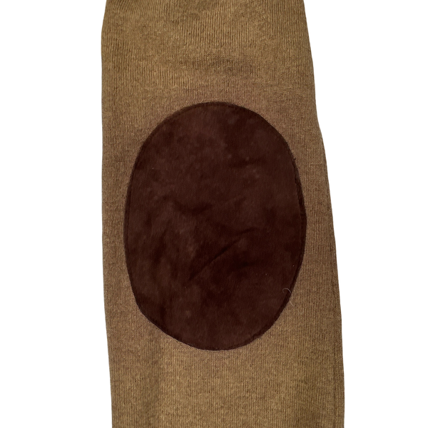 Ralph Lauren Polo Brown Merino Wool Buttoned Suede Elbow Pad Cardigan - Medium