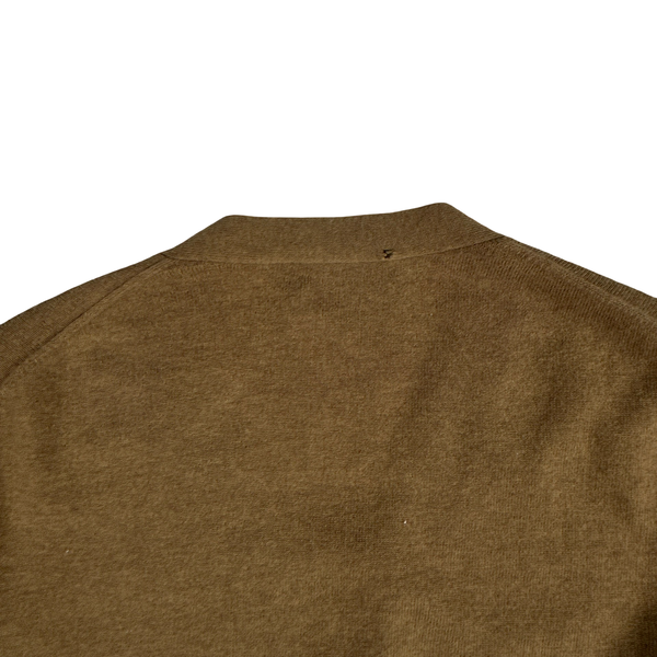 Ralph Lauren Polo Brown Merino Wool Buttoned Suede Elbow Pad Cardigan - Medium