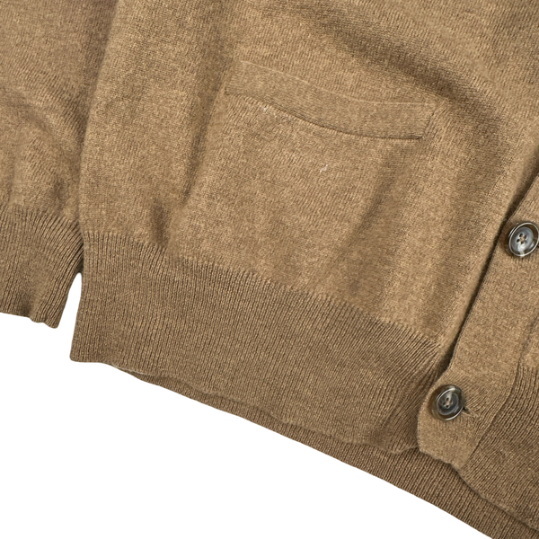 Ralph Lauren Polo Brown Merino Wool Buttoned Suede Elbow Pad Cardigan - Medium