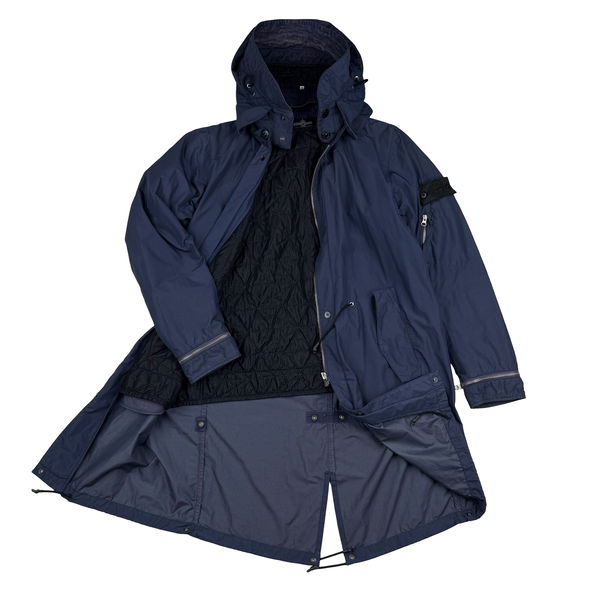 Stone Island 2013 Shadow Project Navy Quilted Fishtail Long Parka Jacket - Medium