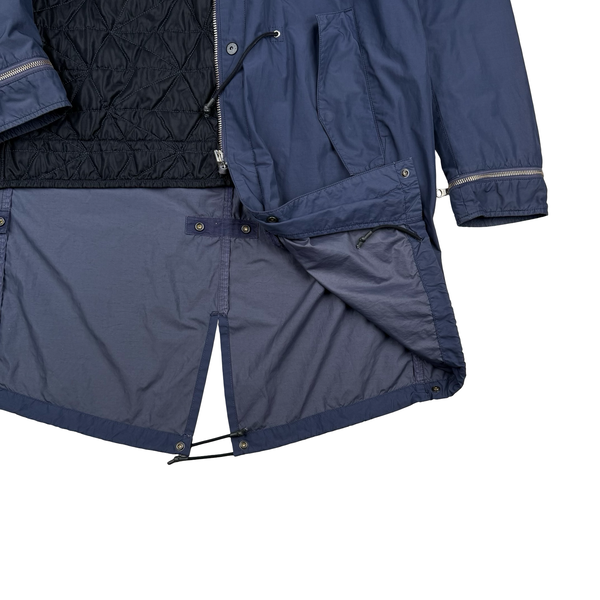 Stone Island 2013 Shadow Project Navy Quilted Fishtail Long Parka Jacket - Medium