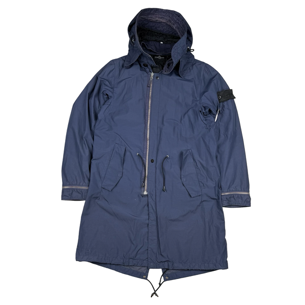 Stone Island 2013 Shadow Project Navy Quilted Fishtail Long Parka Jacket - Medium