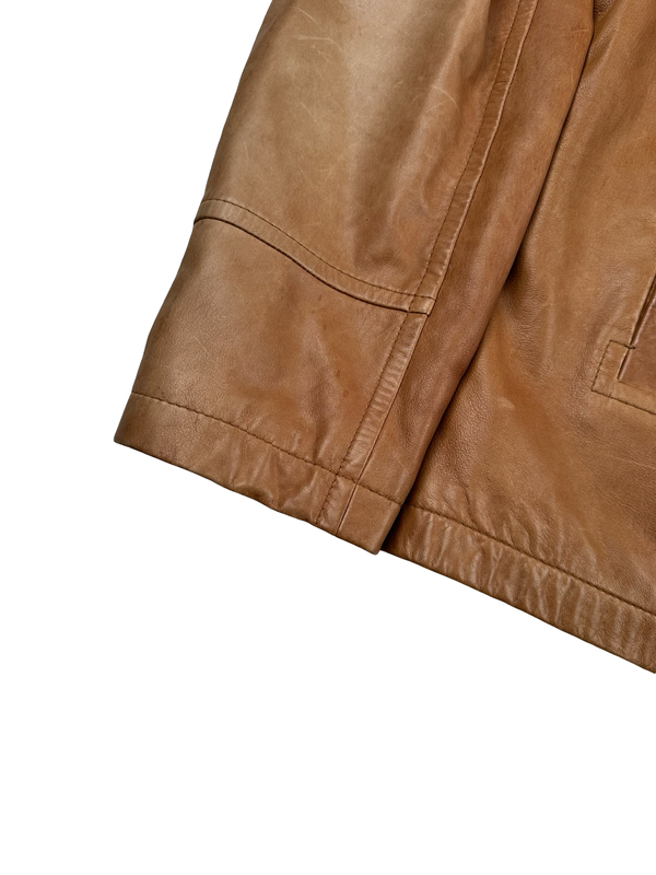 Hugo Boss Brown Leather Harington Jacket - XXXL