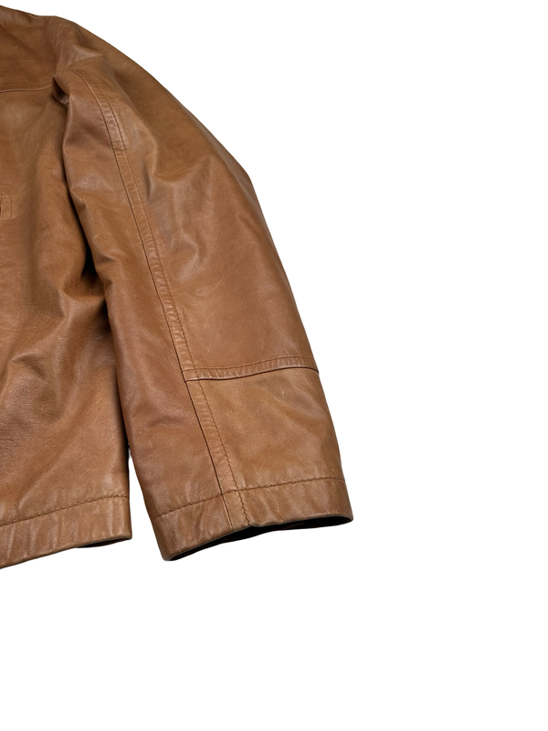 Hugo Boss Brown Leather Harington Jacket - XXXL