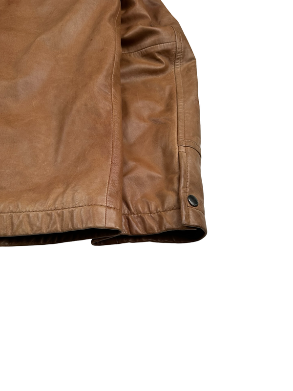 Hugo Boss Brown Leather Harington Jacket - XXXL