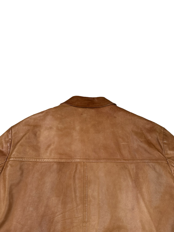 Hugo Boss Brown Leather Harington Jacket - XXXL