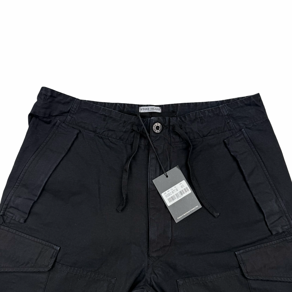 Stone Island Black Vintage 2005 Cotton Spellout Cargo Trousers - Large (50)