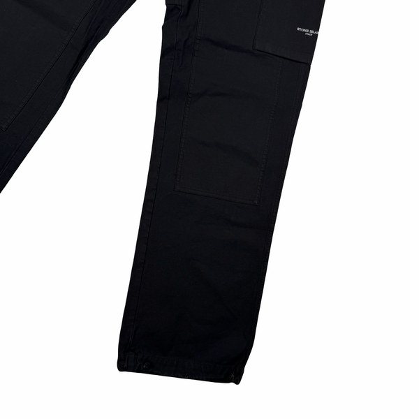 Stone Island Black Vintage 2005 Cotton Spellout Cargo Trousers - Large (50)