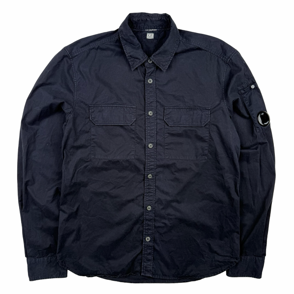 CP Company Black Cotton Double Chest Pocket Overshirt  - Medium