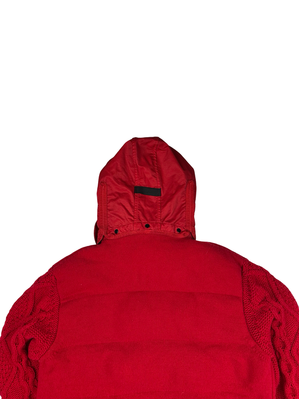 CP Company Red Down Filled Knit Goggled Jacket - Large