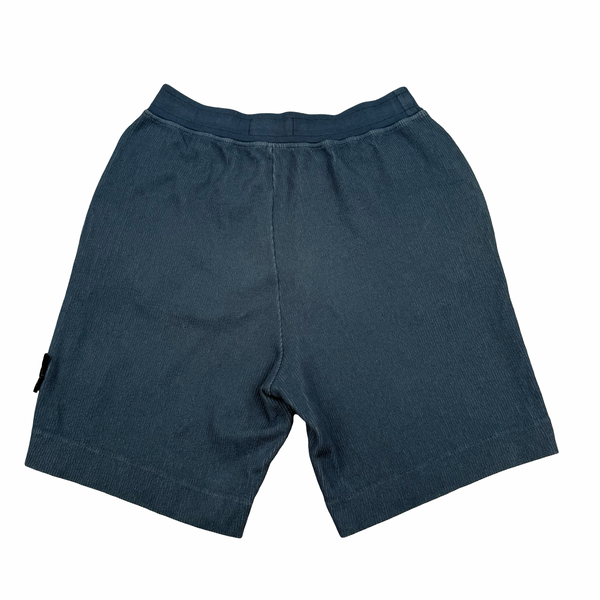 Stone Island 2023 Blue Cotton Blend Ribbed Shorts - Small
