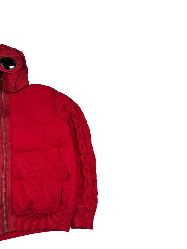 CP Company Red Down Filled Knit Goggled Jacket - Large