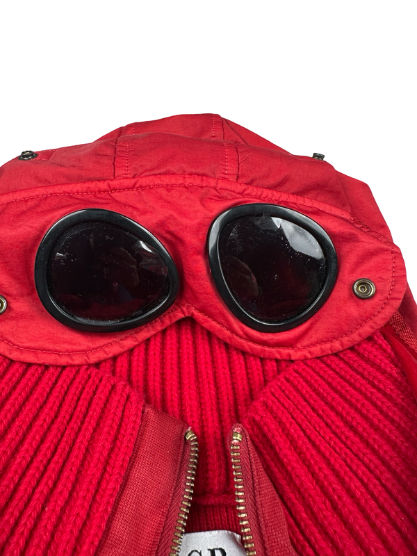 CP Company Red Down Filled Knit Goggled Jacket - Large