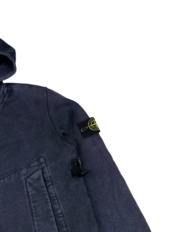 Stone Island 2005 Navy Thick Cotton Zipped Hoodie - Medium