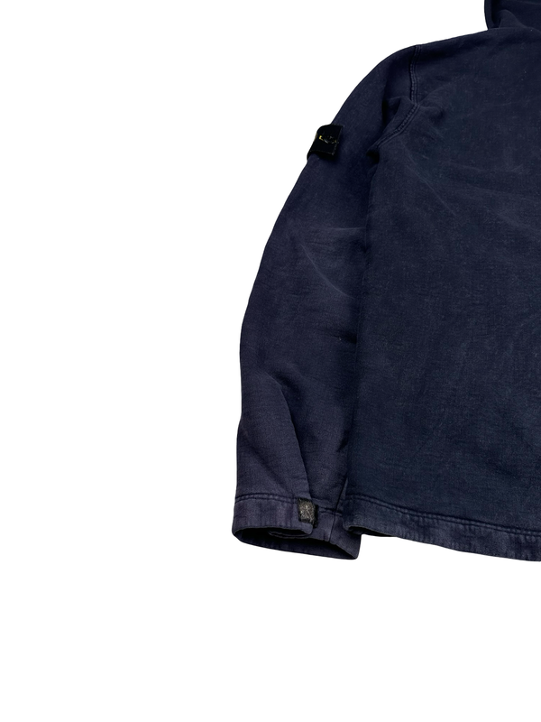 Stone Island 2005 Navy Thick Cotton Zipped Hoodie - Medium