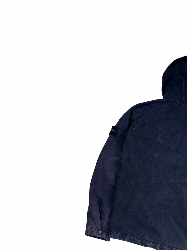 Stone Island 2005 Navy Thick Cotton Zipped Hoodie - Medium