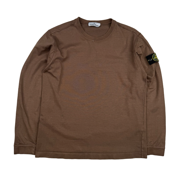 Stone Island 2019 Chocolate Brown Crewneck Cotton Jumper - Medium
